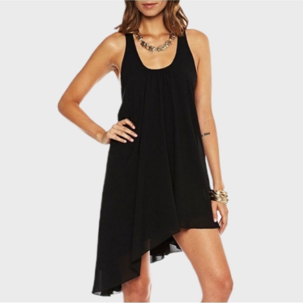 LOVERS + FRIENDS black asymmetrical mini dress